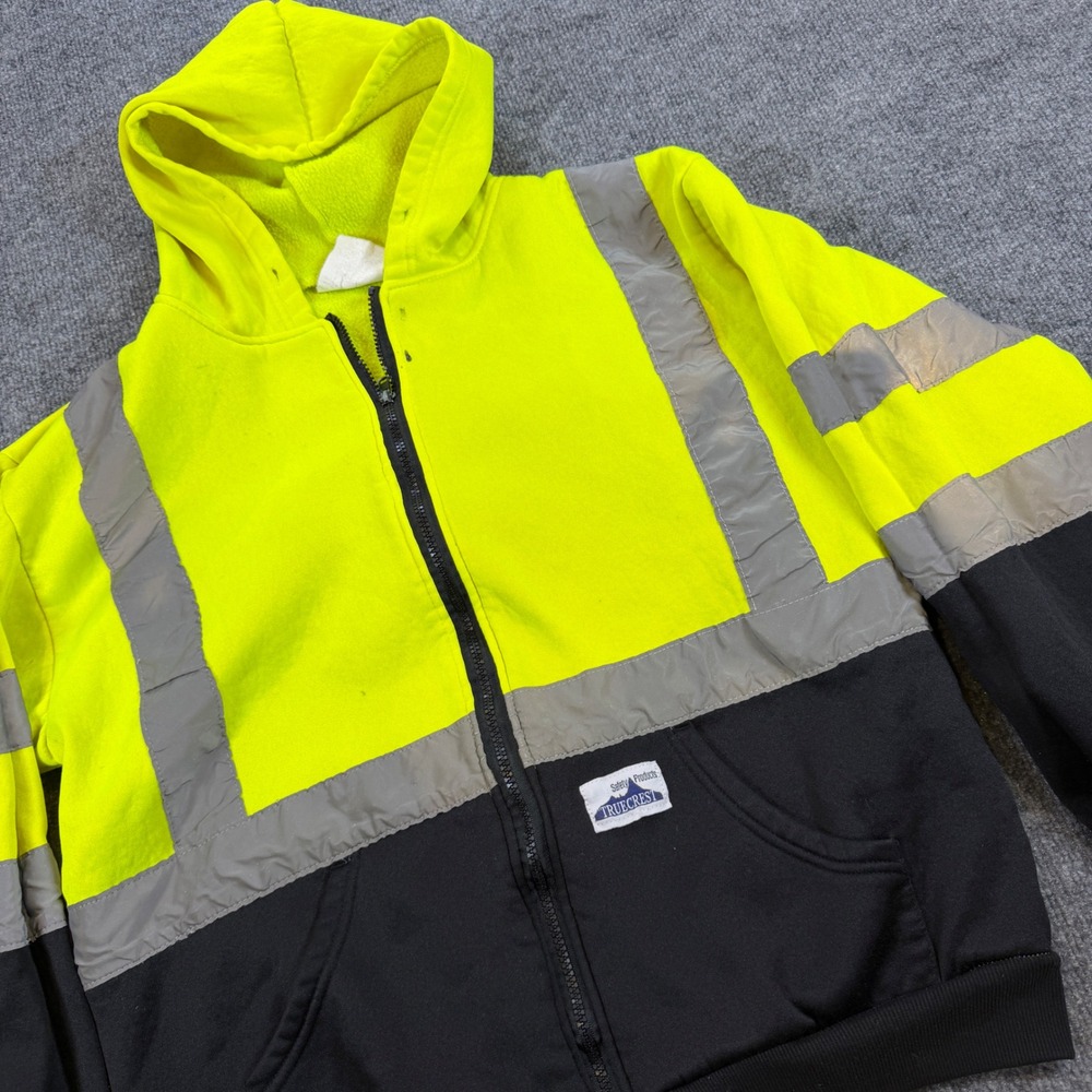 Truecrest Safety Products Hi-Vis Reflective Zip Hoodie ANSI Class 3 Yellow Black